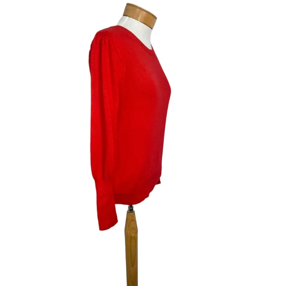NWT Banana Republic Red Petite XS Sweater Cotton Blend Balloon Sleeve Coquette